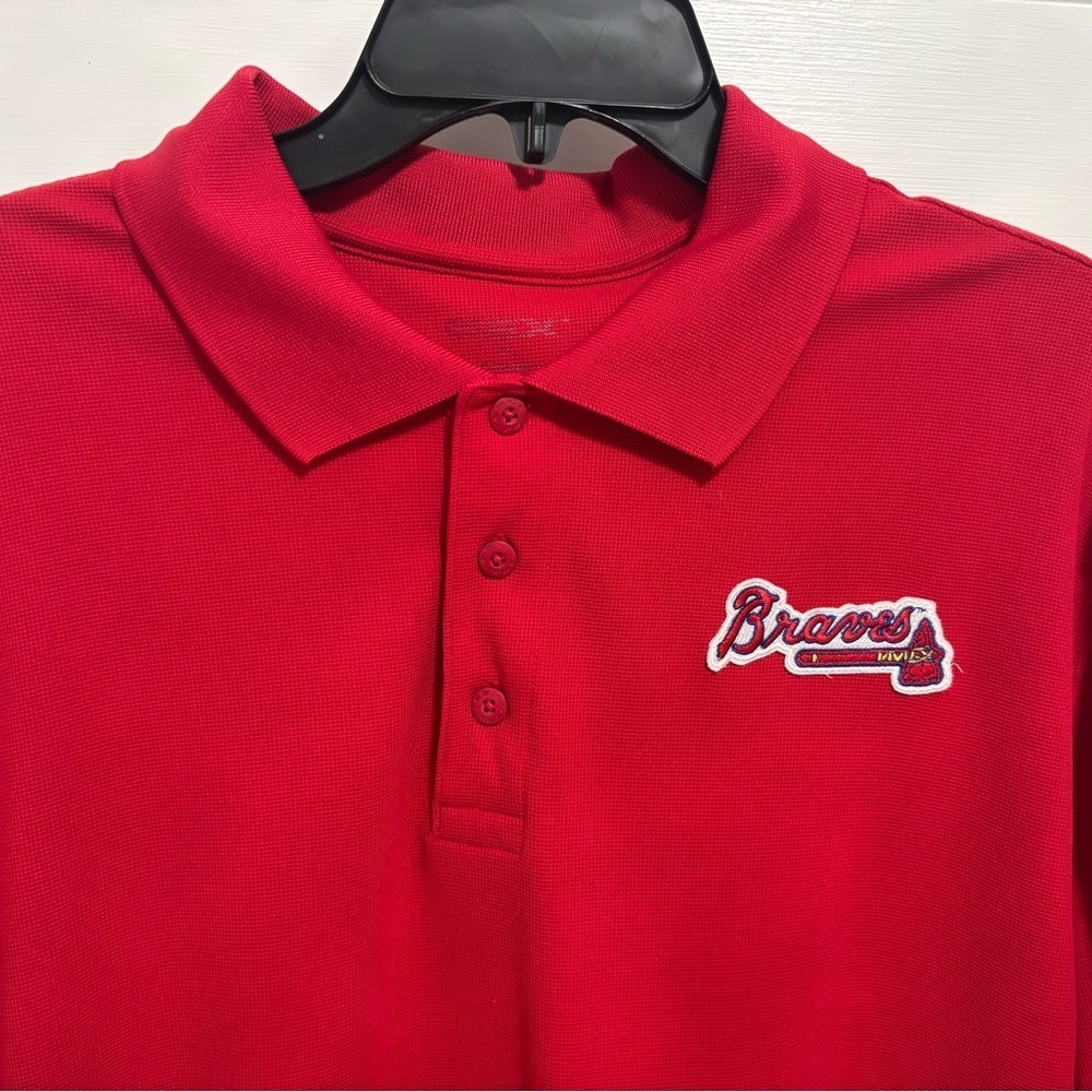 Atlanta Braves Red GSX Polo Shirt Men’s Size XL MLB Logo Embroidered - Picture 2 of 6